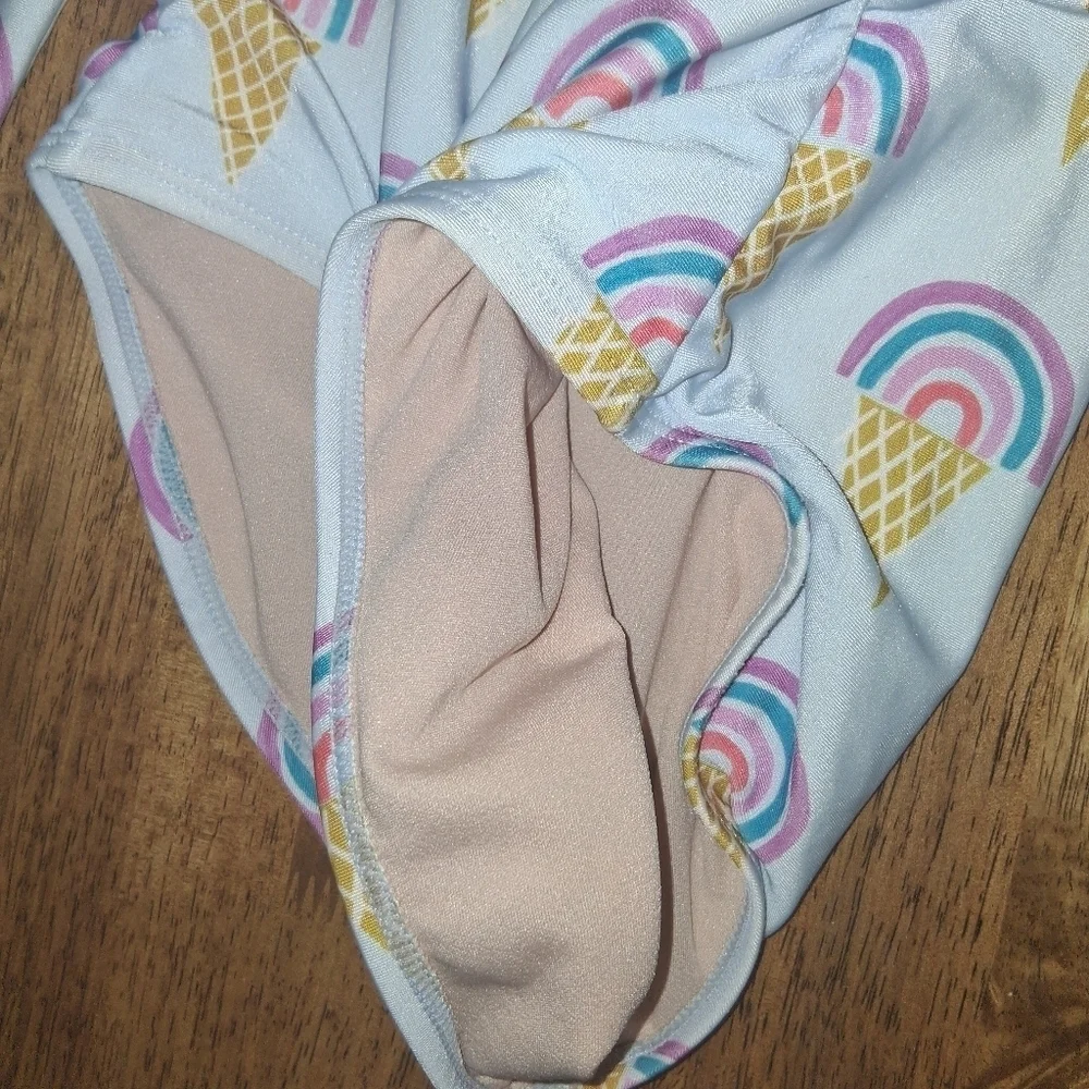 Tea Collection Long Sleeve Zip Rainbow Ice Cream Cone Girls Bathing Suit 12